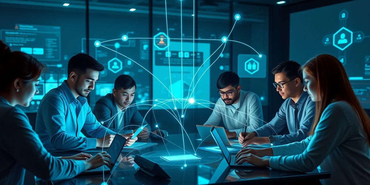 Collaborative Intelligence - Team working together with AI assistance and real-time collaboration