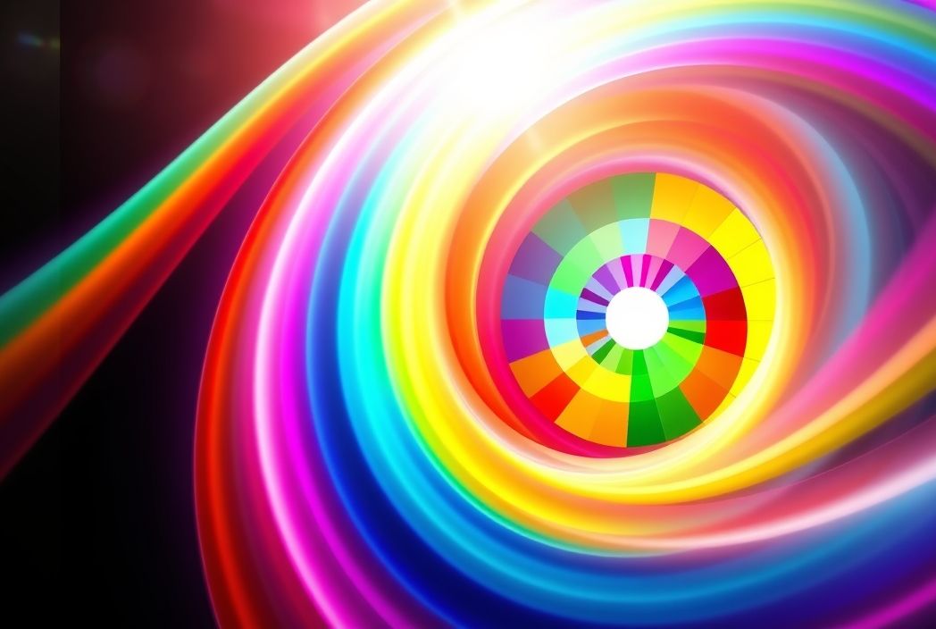 Color palette design with rainbow gradients and color wheels for professional design tools