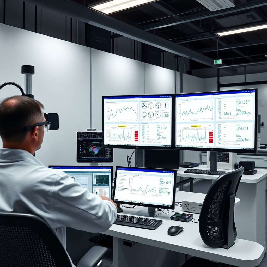 Controlled Performance Testing Lab - Scientific laboratory setup with multiple monitoring stations and performance analysis equipment