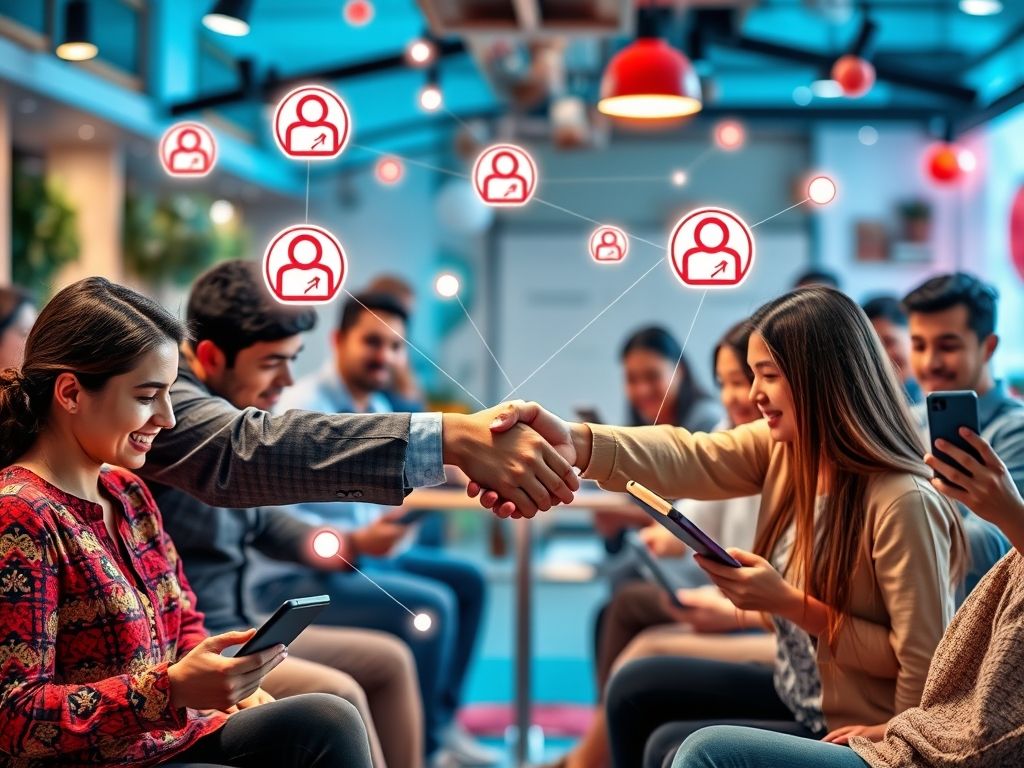 Global community collaboration showing diverse people connecting through trust and shared values