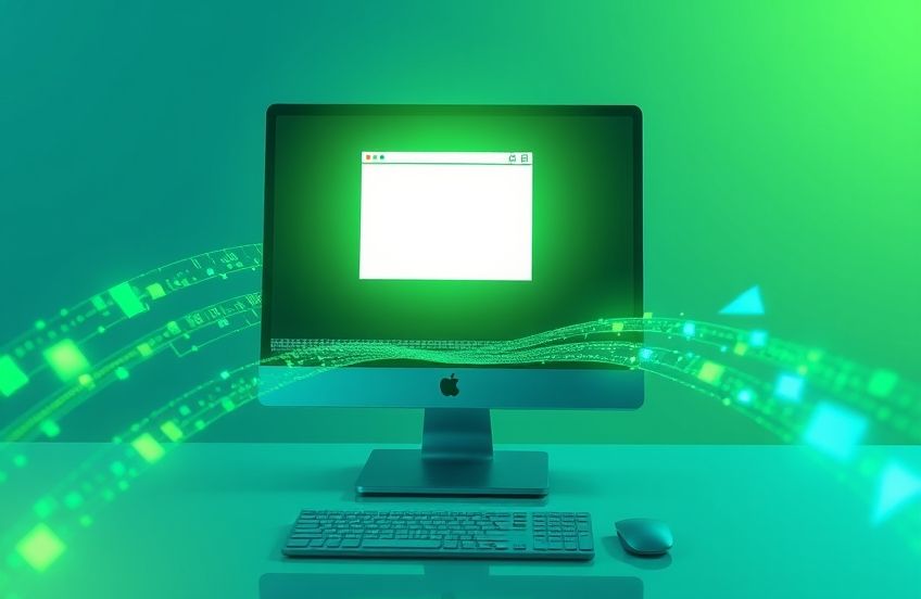 Local browser processing visualization showing computer with glowing browser window