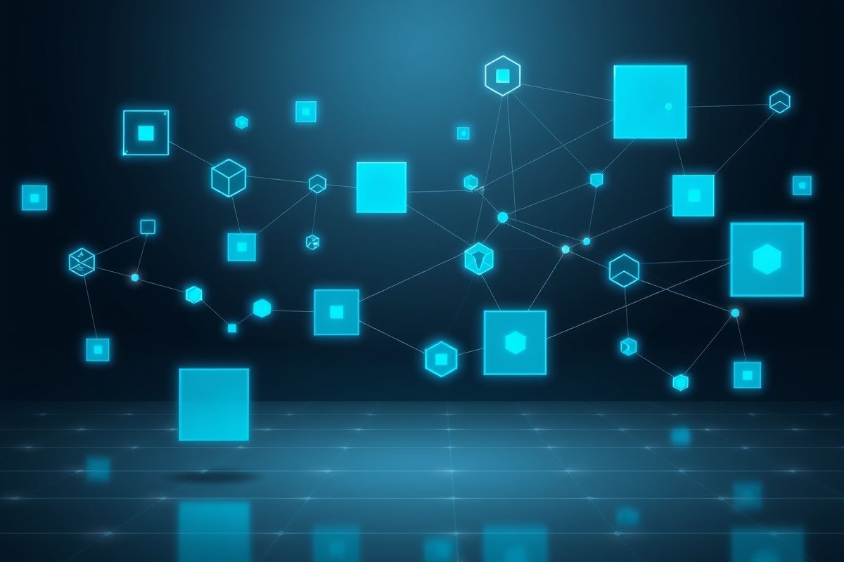 Professional diagram visualization with modern flowchart elements and geometric shapes