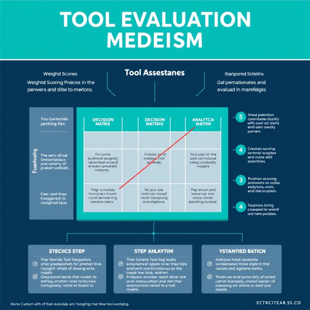 Comprehensive evaluation methodology framework showing weighted scoring criteria and decision matrix