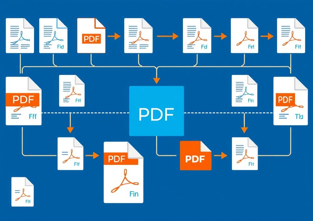 PDF document workflow with multiple files merging and splitting for professional productivity