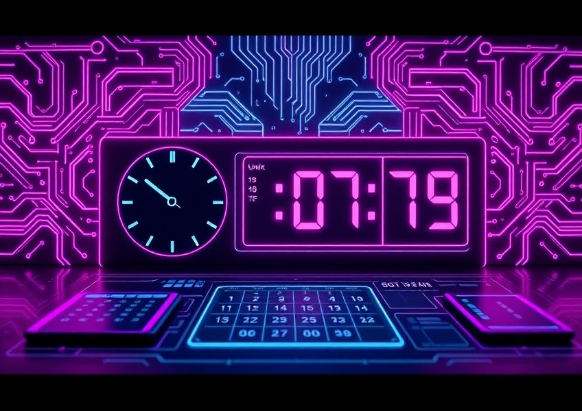 Unix timestamp and date conversion with digital clock interfaces and calendar elements